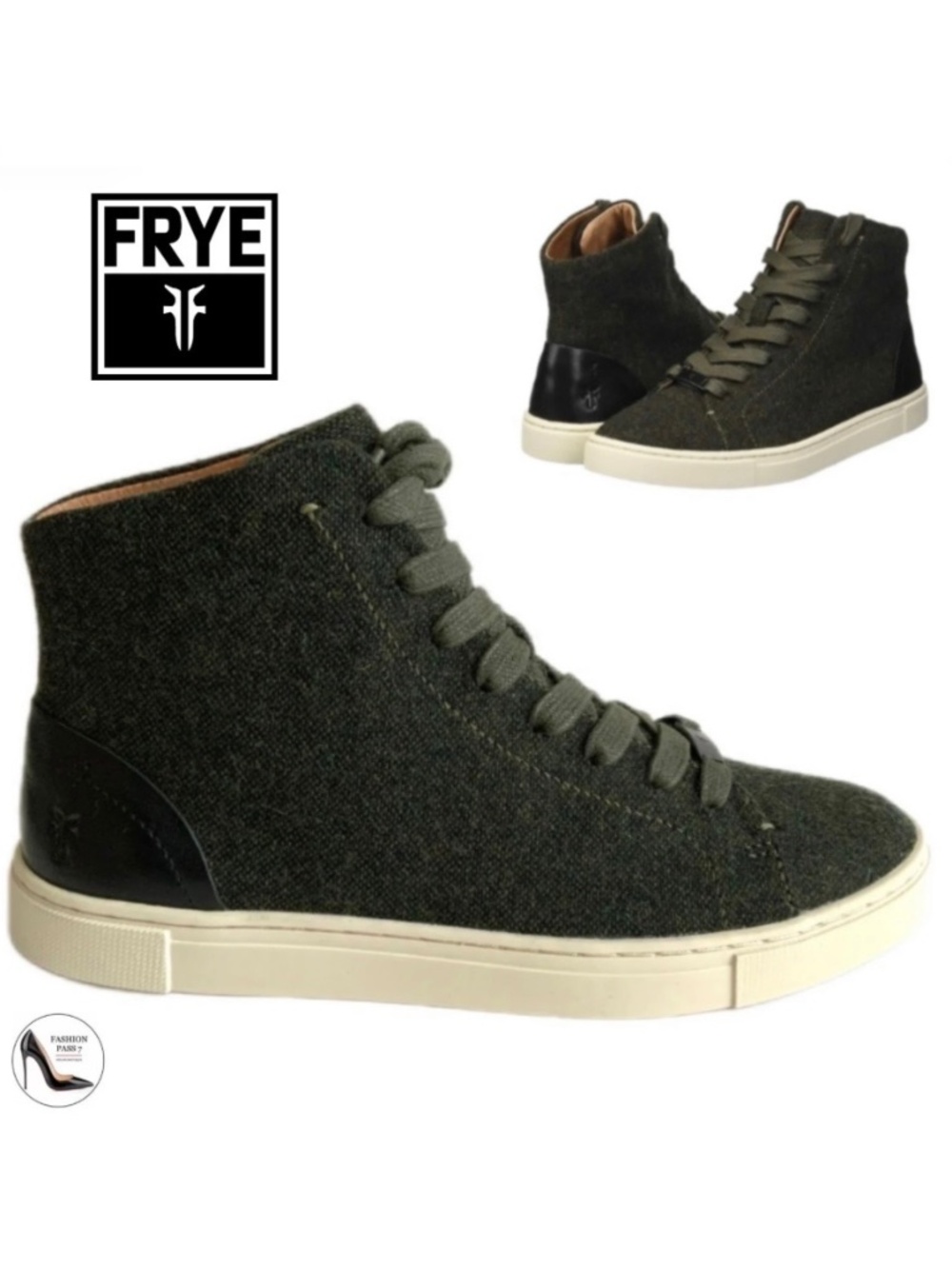 Frye Ivy Olive Green High Top Wool Sneaker Bootie Lace-up Women’s Comfy Shoes 6